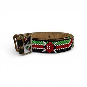 Women’s Vintage Native American Beaded Leather Belt Size 28 in